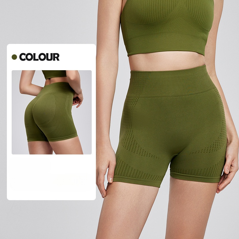 LU Women's new seamless hip-lifting, high-waist and tight-fitting sports shorts