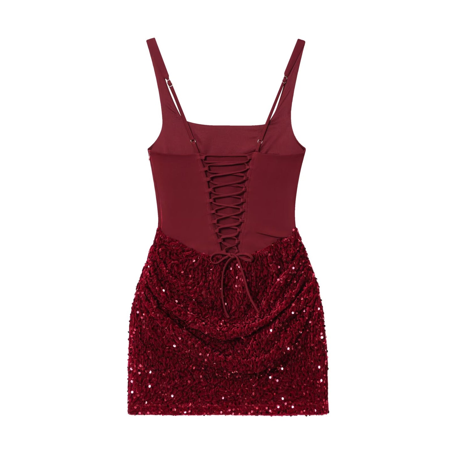 Women's sequin wrapped hip suspender mini dress