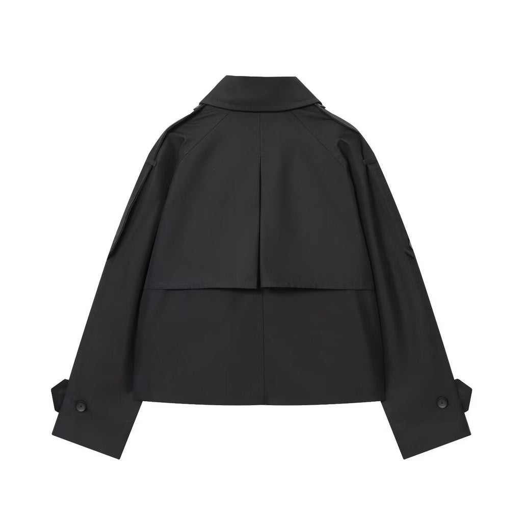 Women's new fashion short double breasted waterproof windbreaker jacket