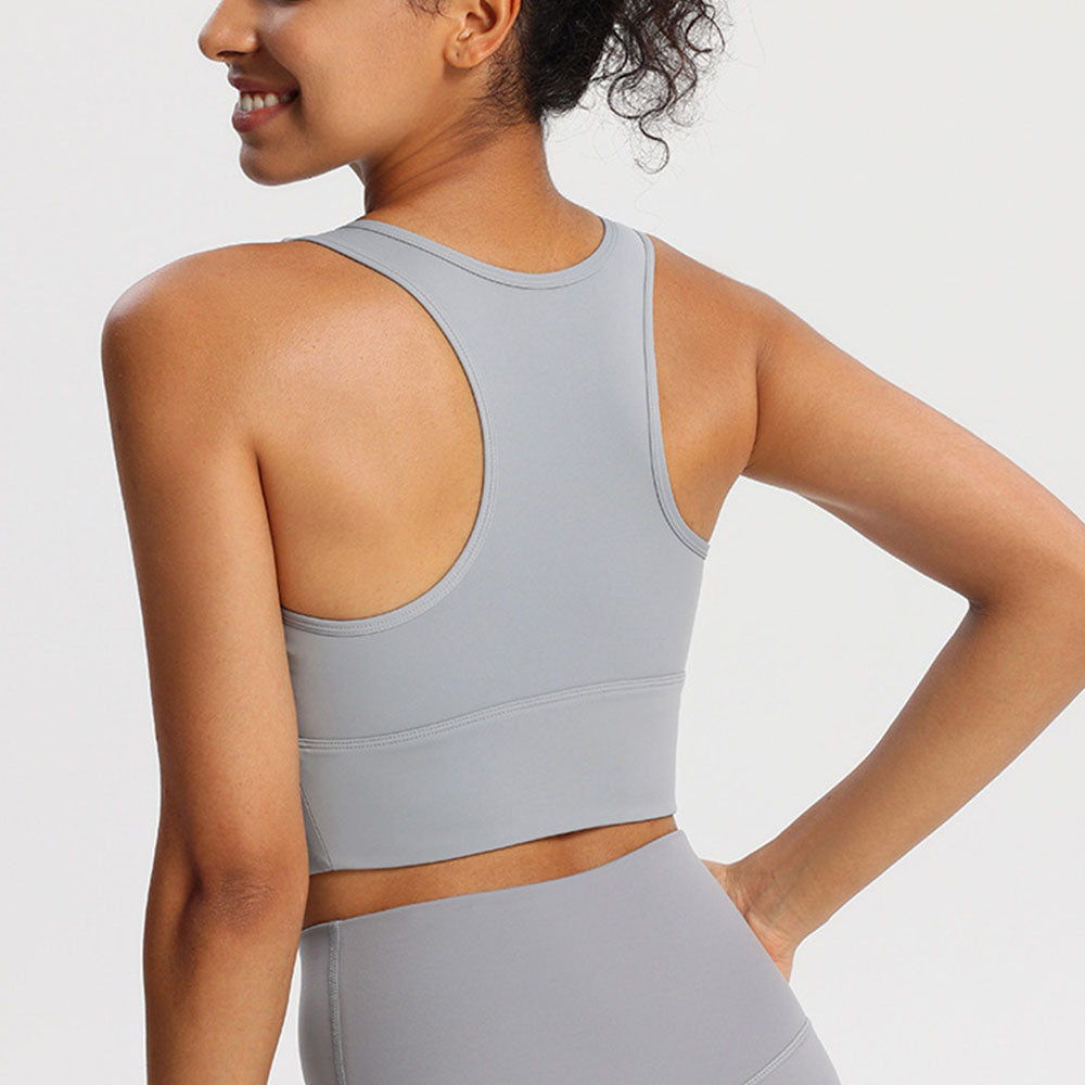 Women's Shockproof Gathered Sports Bra High-strength Fitness Vest with Chest Pad Yoga Bra Integrated Running Underwear