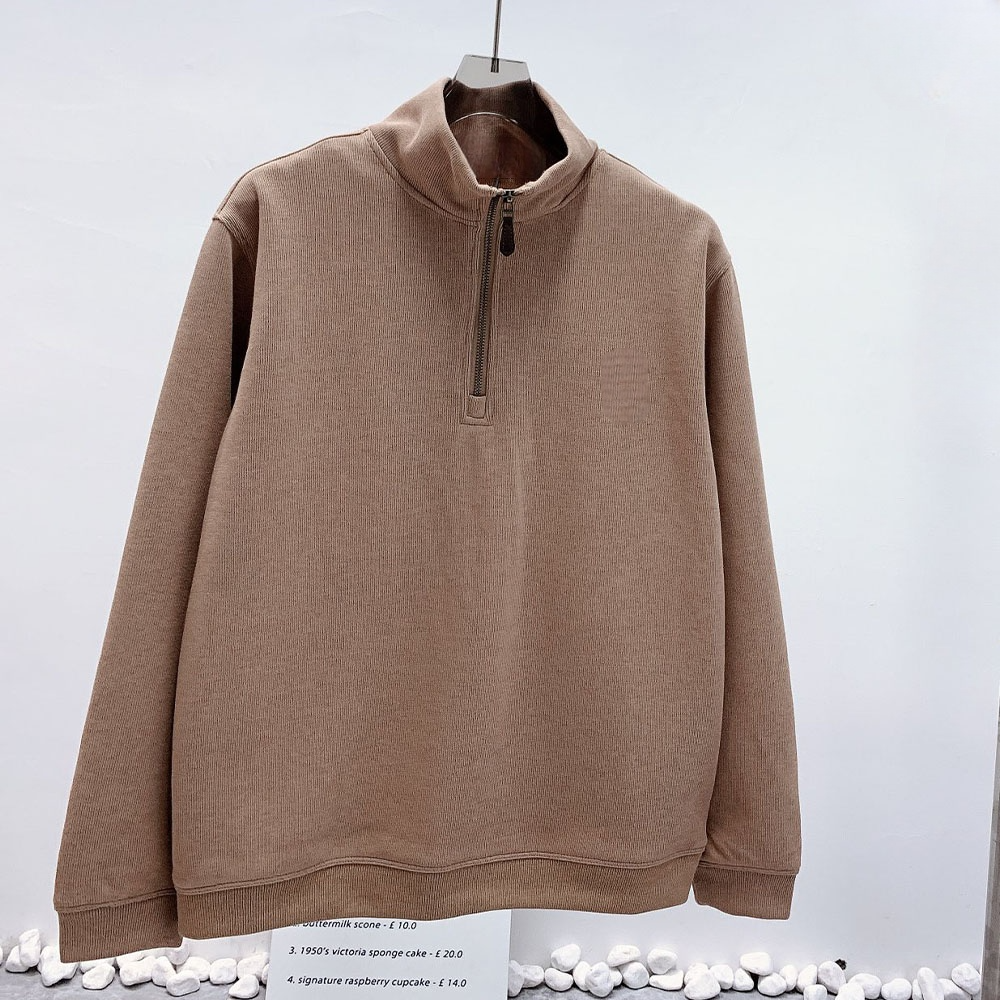 Women's new embroidered half-zipper lapel long-sleeved sweater