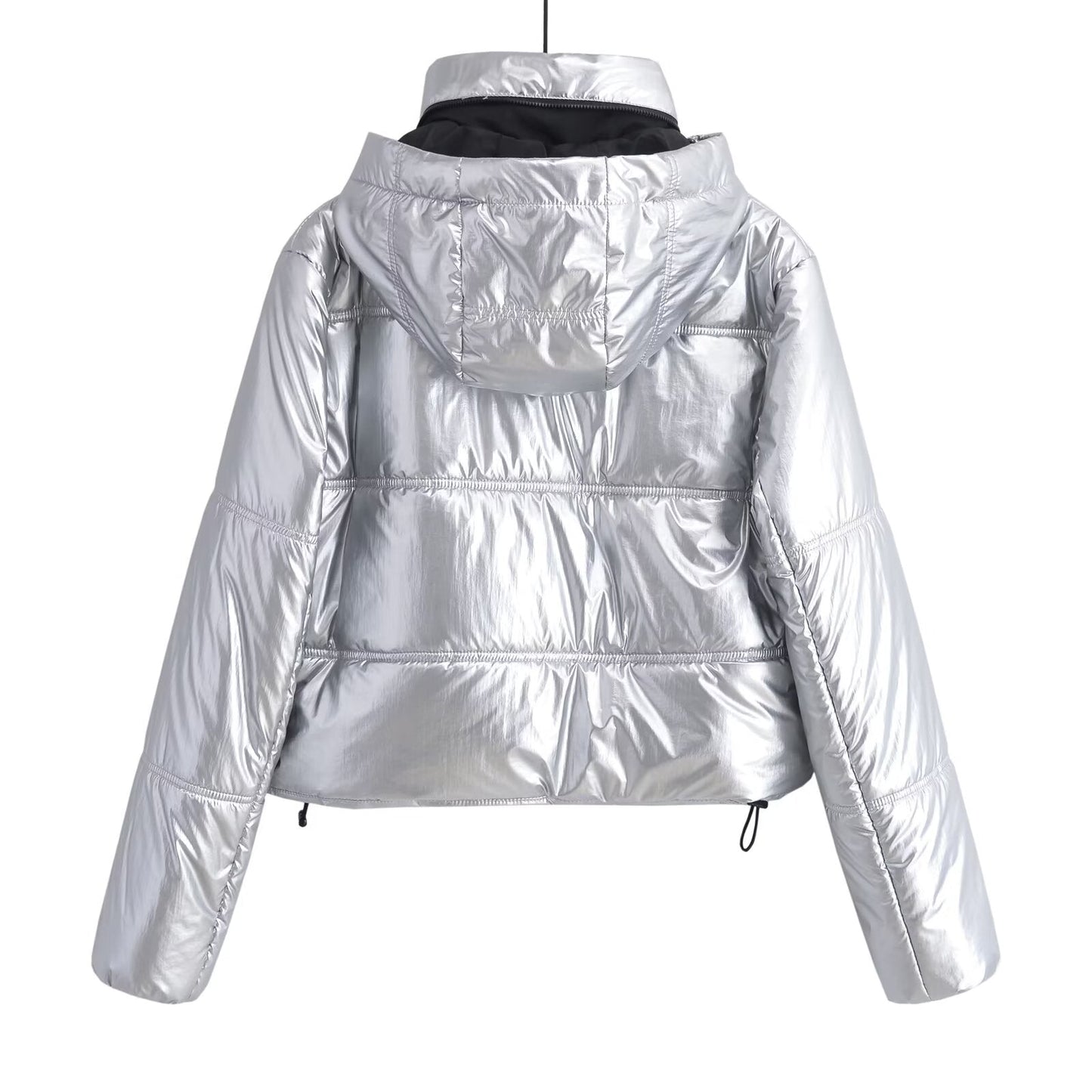 Women's metal series short thick hooded cotton Coat