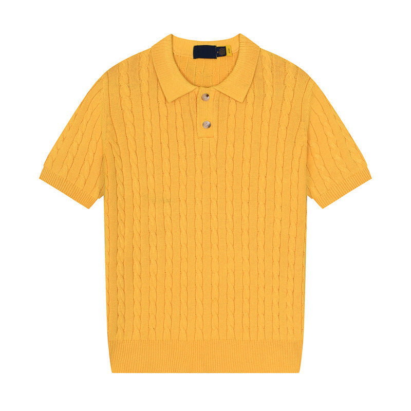 Women's new casual versatile lapel short-sleeved knitted sweater