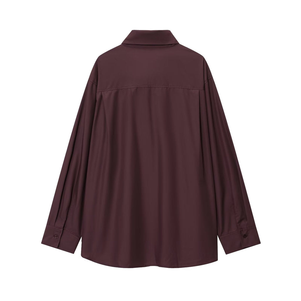 Women's new fashion scarf decoration loose poplin button up shirt