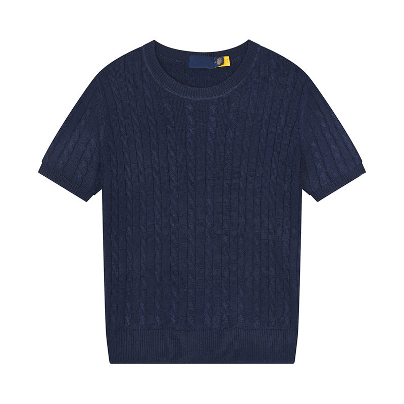 Women's new casual versatile embroidered O-neck short-sleeved T-shirt sweater