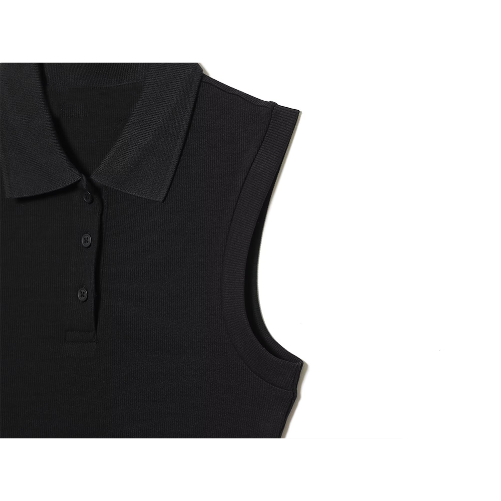 Women's sleeveless Polo collar knit MIDI dress