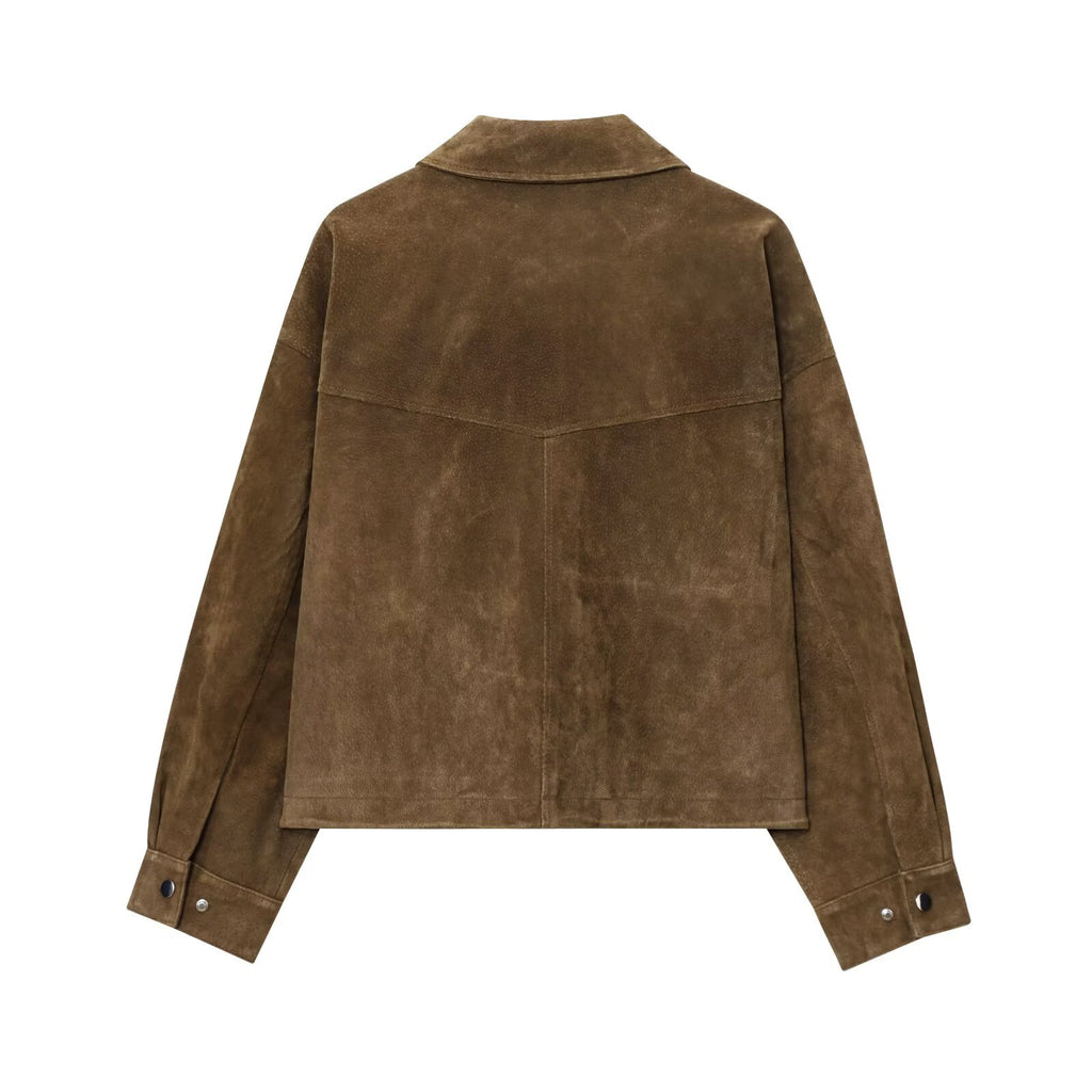 Women's suede Faux Leather pilot jacket Coat