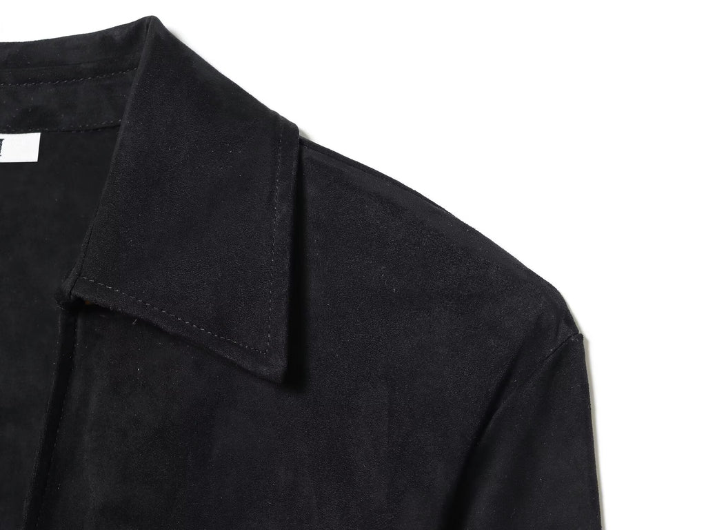 Women's black slim suede effect lace up shirt