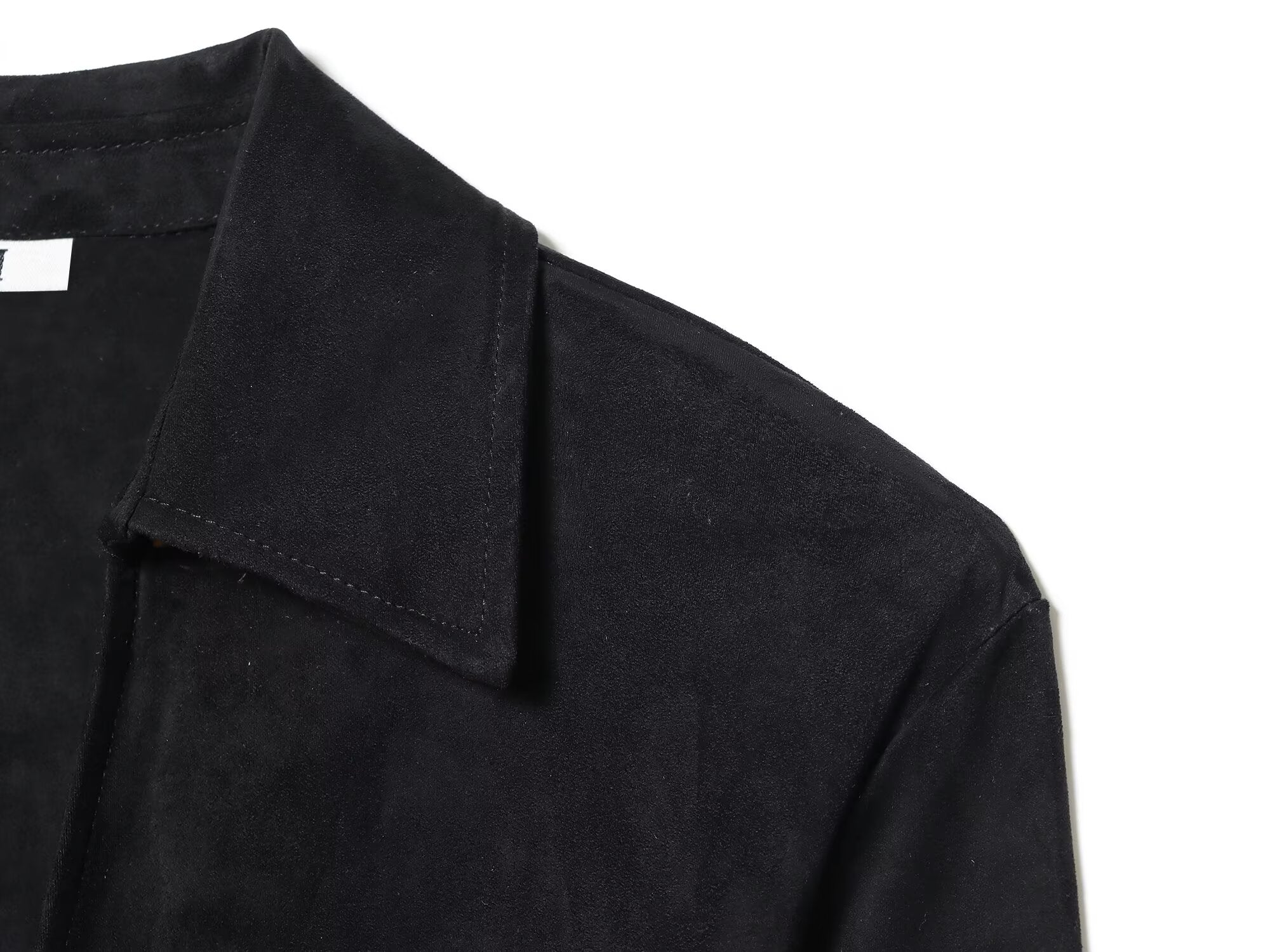 Women's black slim suede effect lace up shirt