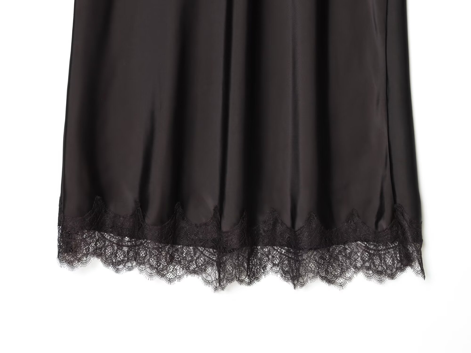 Women's lace hem satin texture MIDI skirt