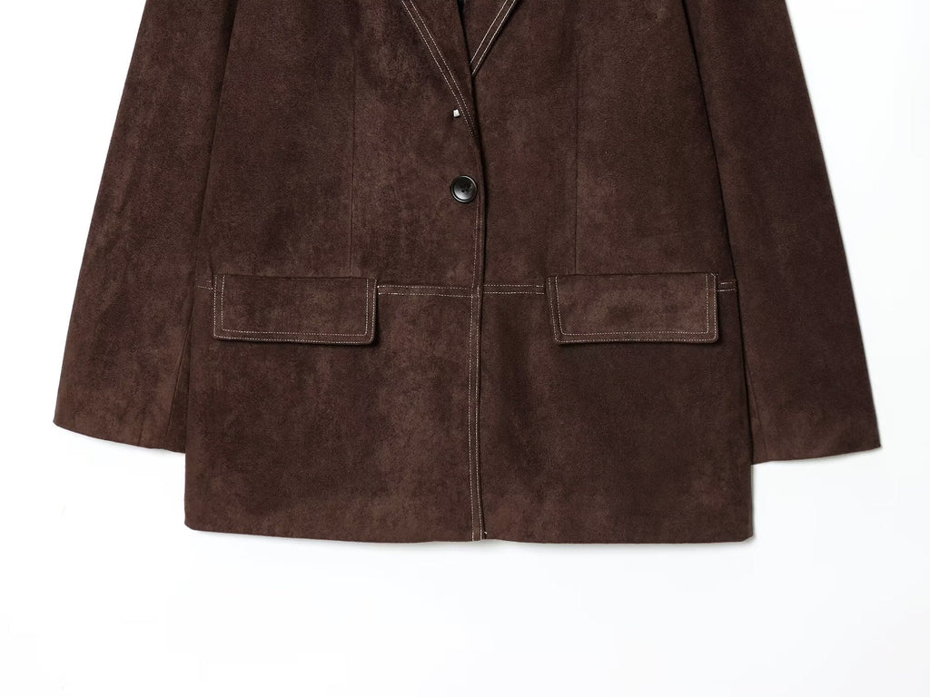 Women's new fashion loose Button-up straight suit jacket