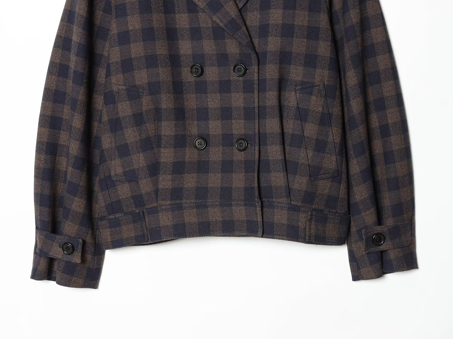 Women's casual double breasted plaid Coat
