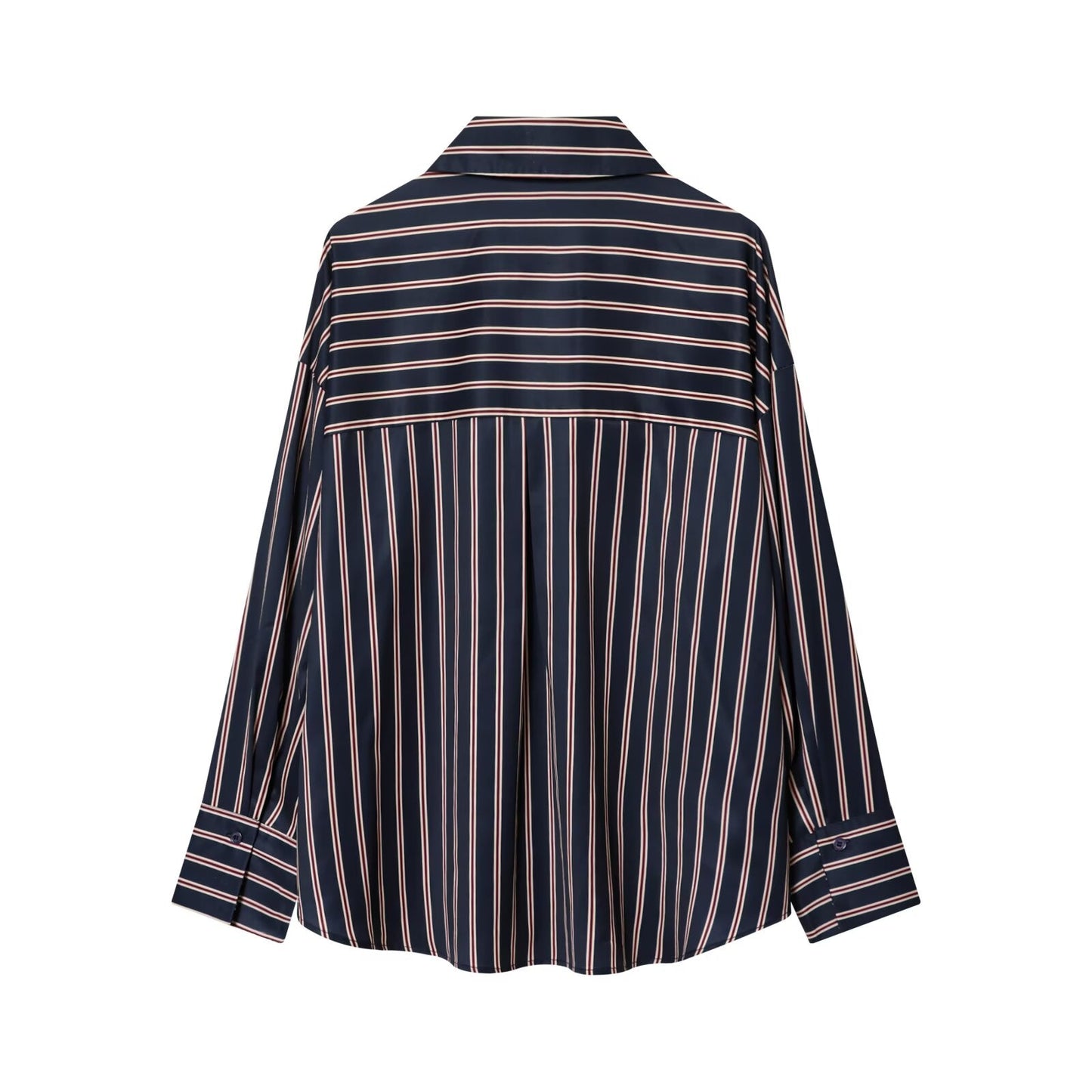 Women's casual lapel striped Button-up shirt