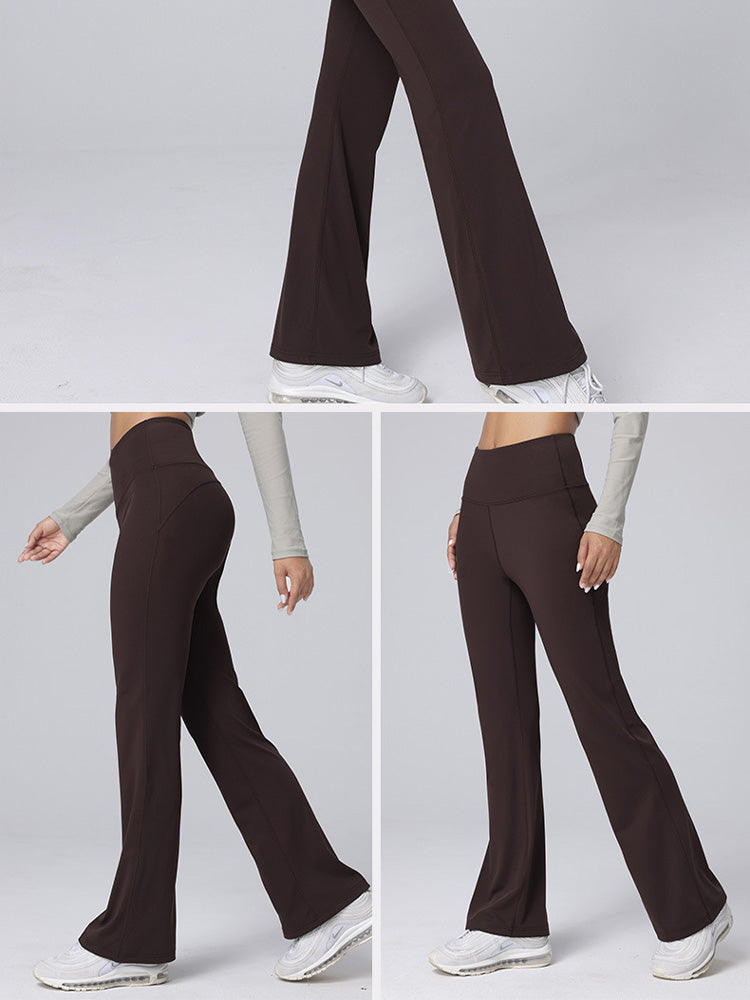 LU Women's New Fashion Joker Nude Sports Bell Bottoms with High Waist and Hip Stretch Wear Slim Yoga Pants.