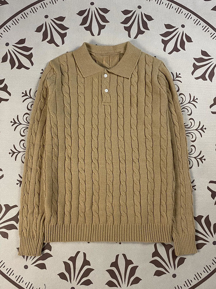 Women's embroidered POLO sweater with lapels