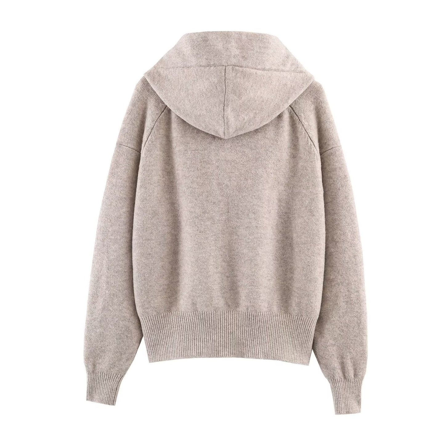 Women's bow decoration knitted hooded Coat