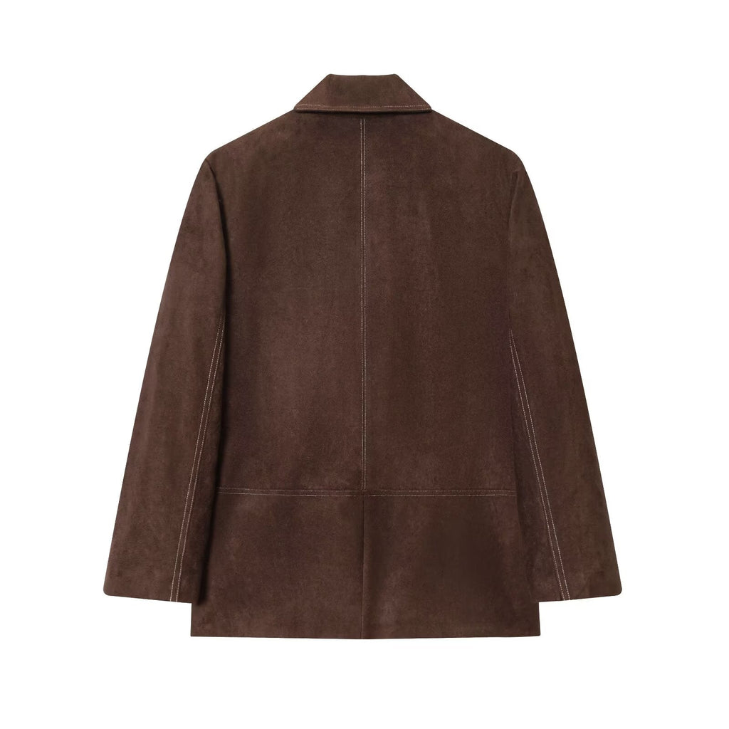 Women's new fashion loose Button-up straight suit jacket