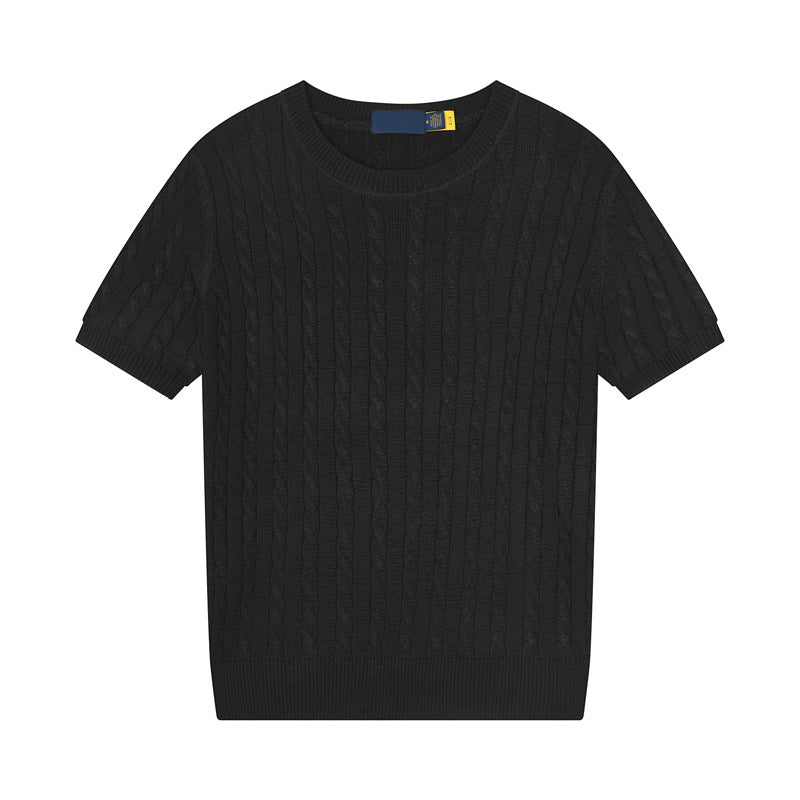 Women's new casual versatile embroidered O-neck short-sleeved T-shirt sweater