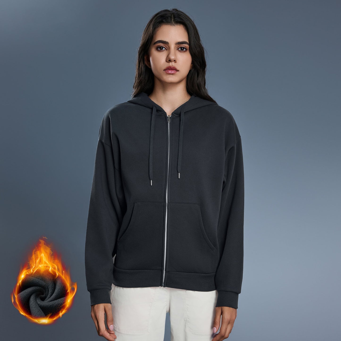 Women's new velvet hooded sweater coat