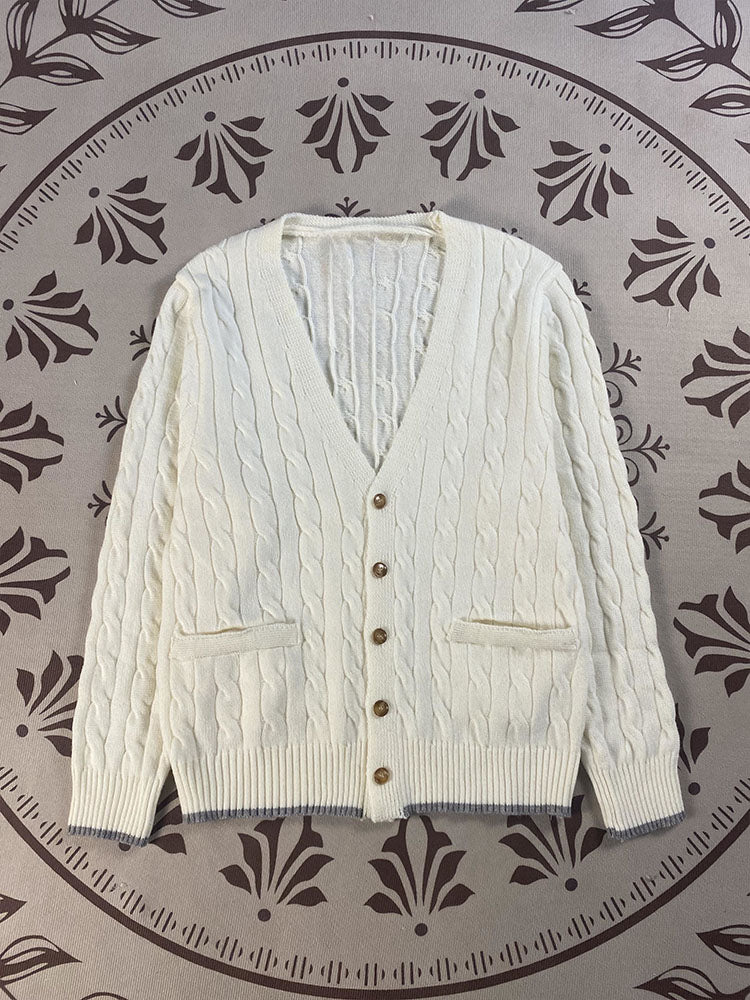 Women's embroidered V-neck button cardigan sweater coat