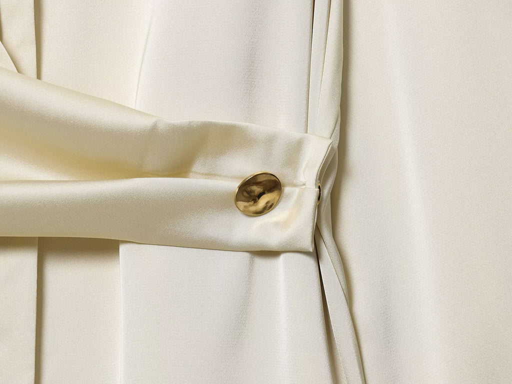 Women's new fashion knot decoration satin texture button up shirt