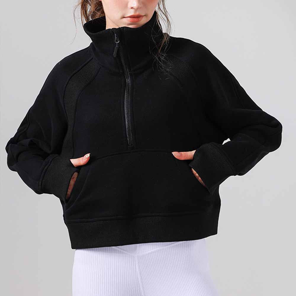 Women's new Joker Fall/Winter Yoga Clothing Semi-Zipper Stand-up Sports Sweater Loose Joker Leisure Yoga Top