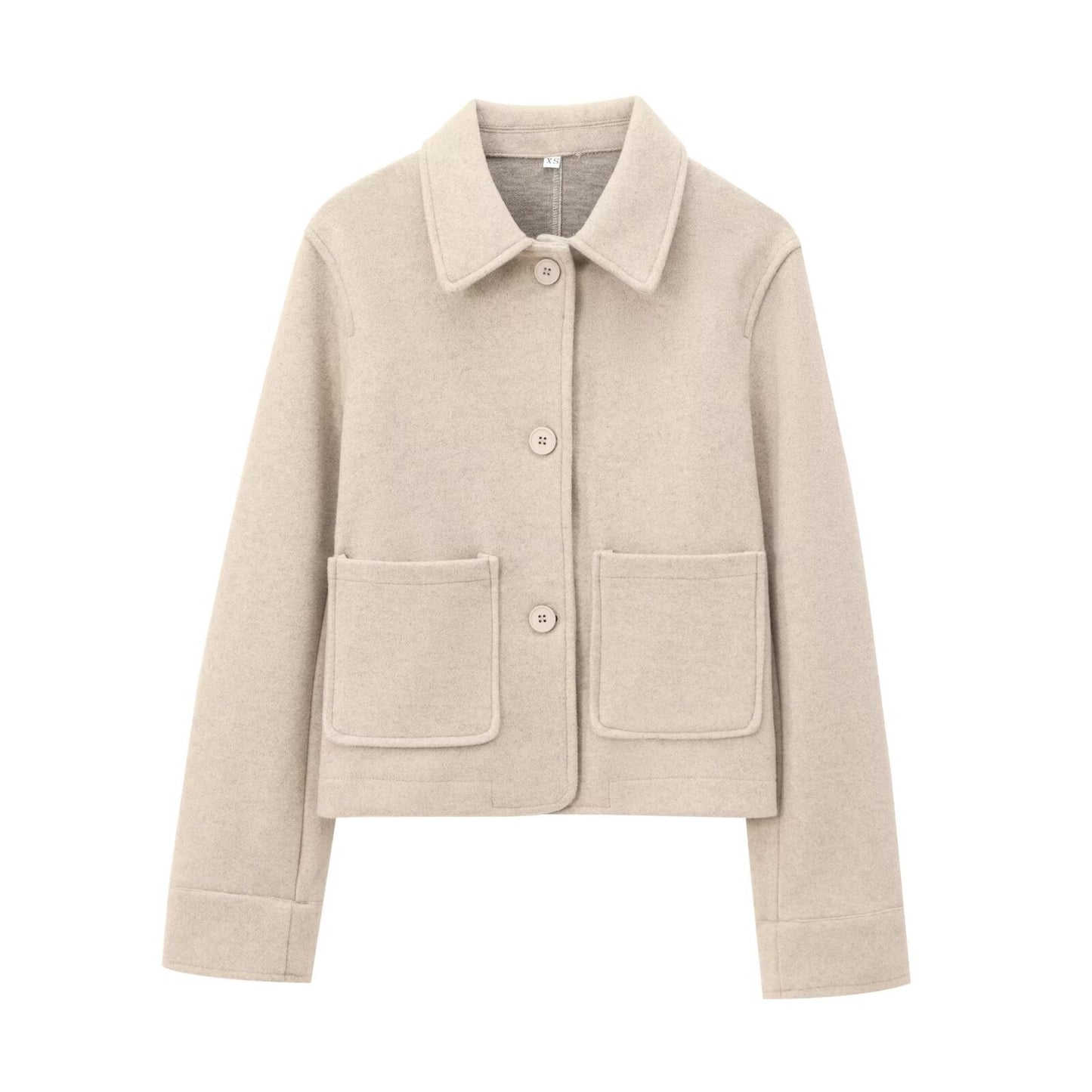 Women's new fashion long sleeved lapel soft texture jacket