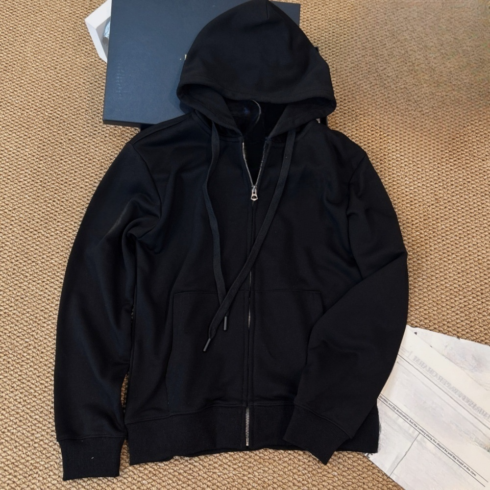 Female new embroidered hooded sweater zipper coat