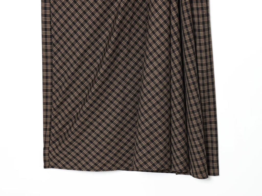 Women's pleated decorative plaid MIDI skirt