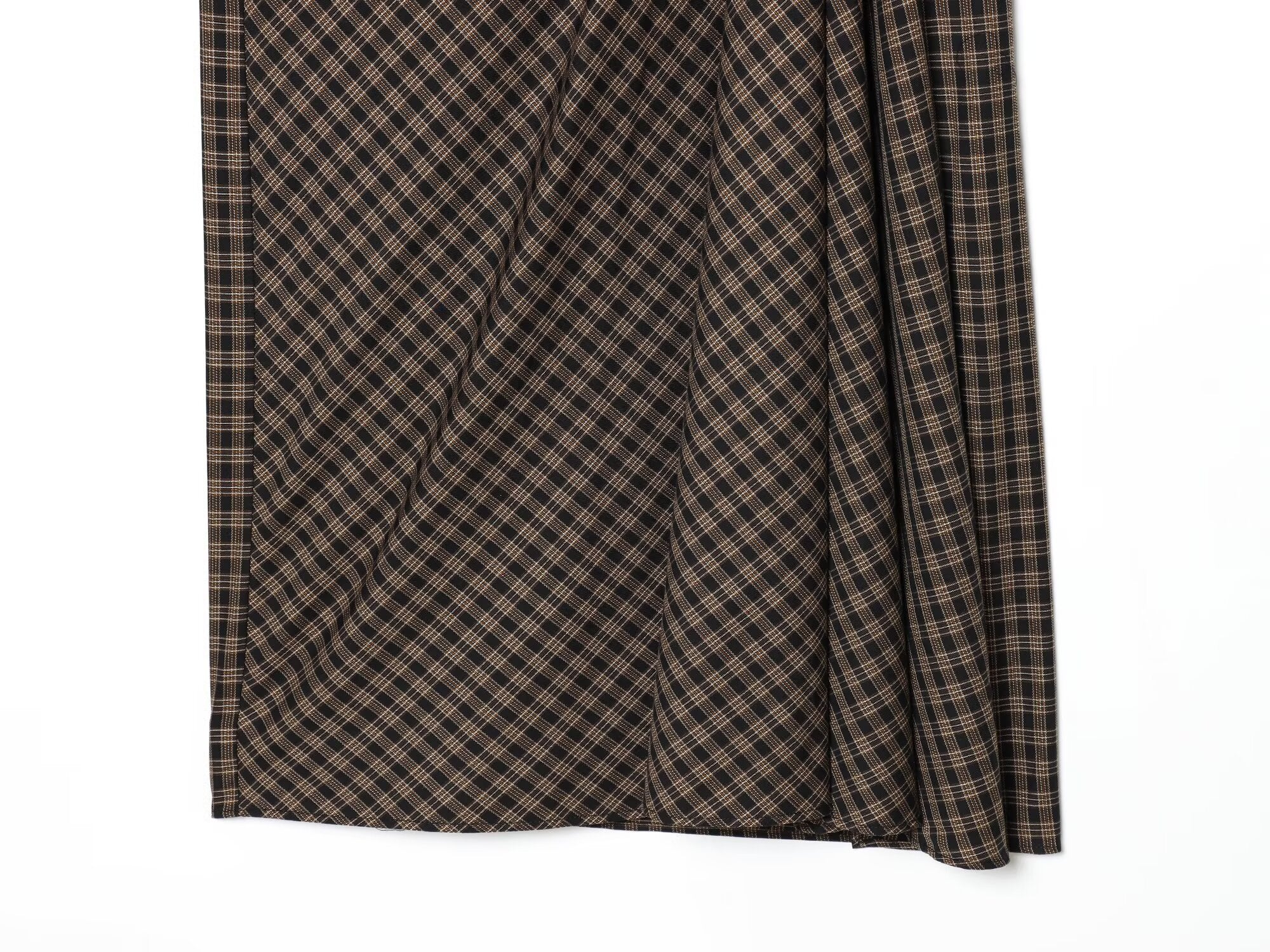Women's pleated decorative plaid MIDI skirt