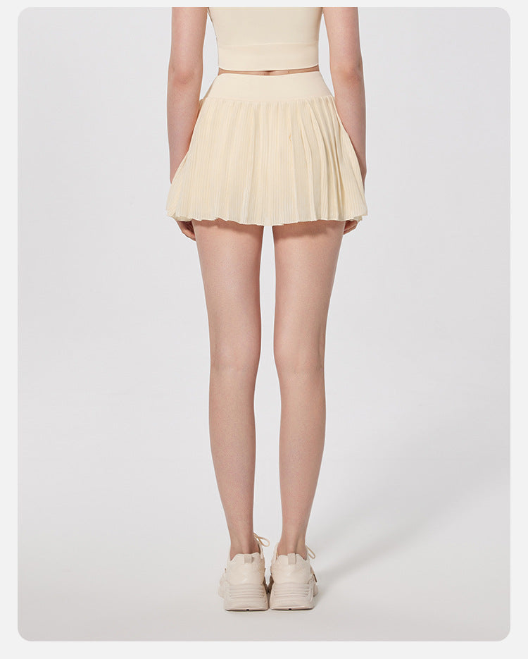 Women's new pleated high waist slim fitness yoga skirt