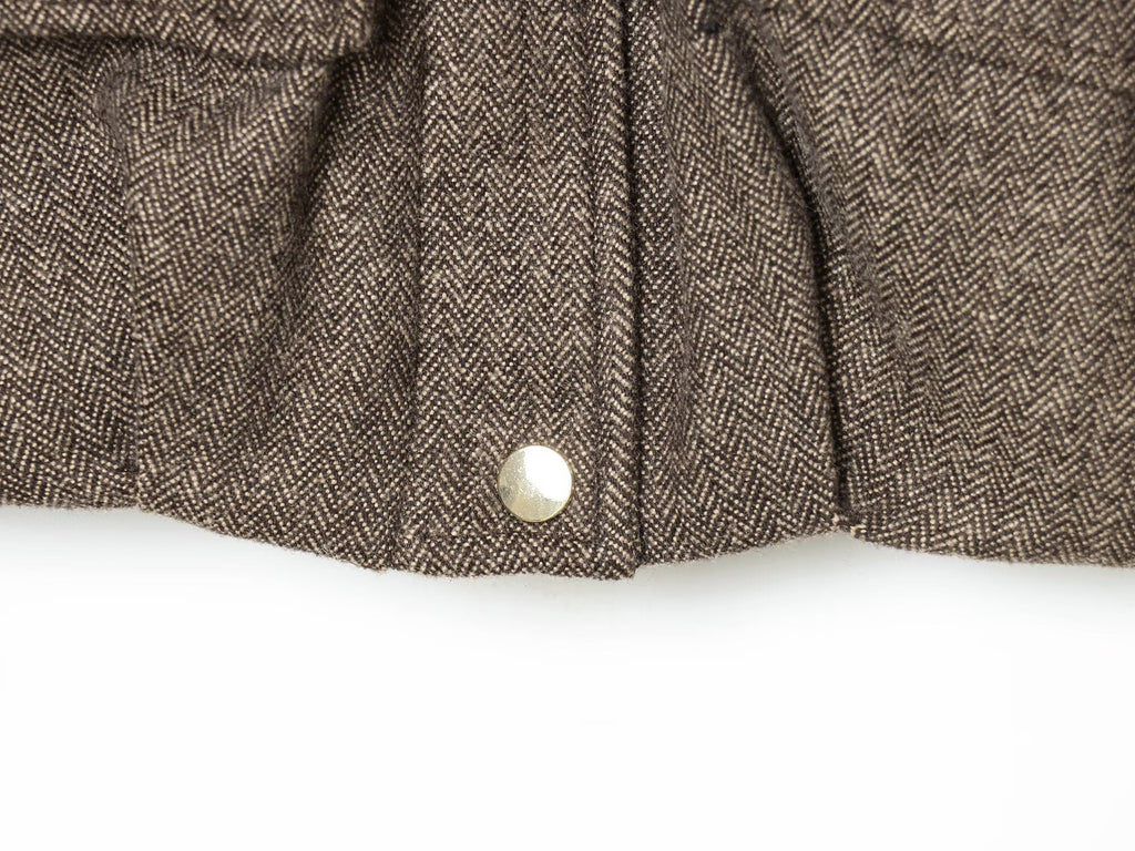 Women's casual stand collar herringbone pattern pilot jacket Coat