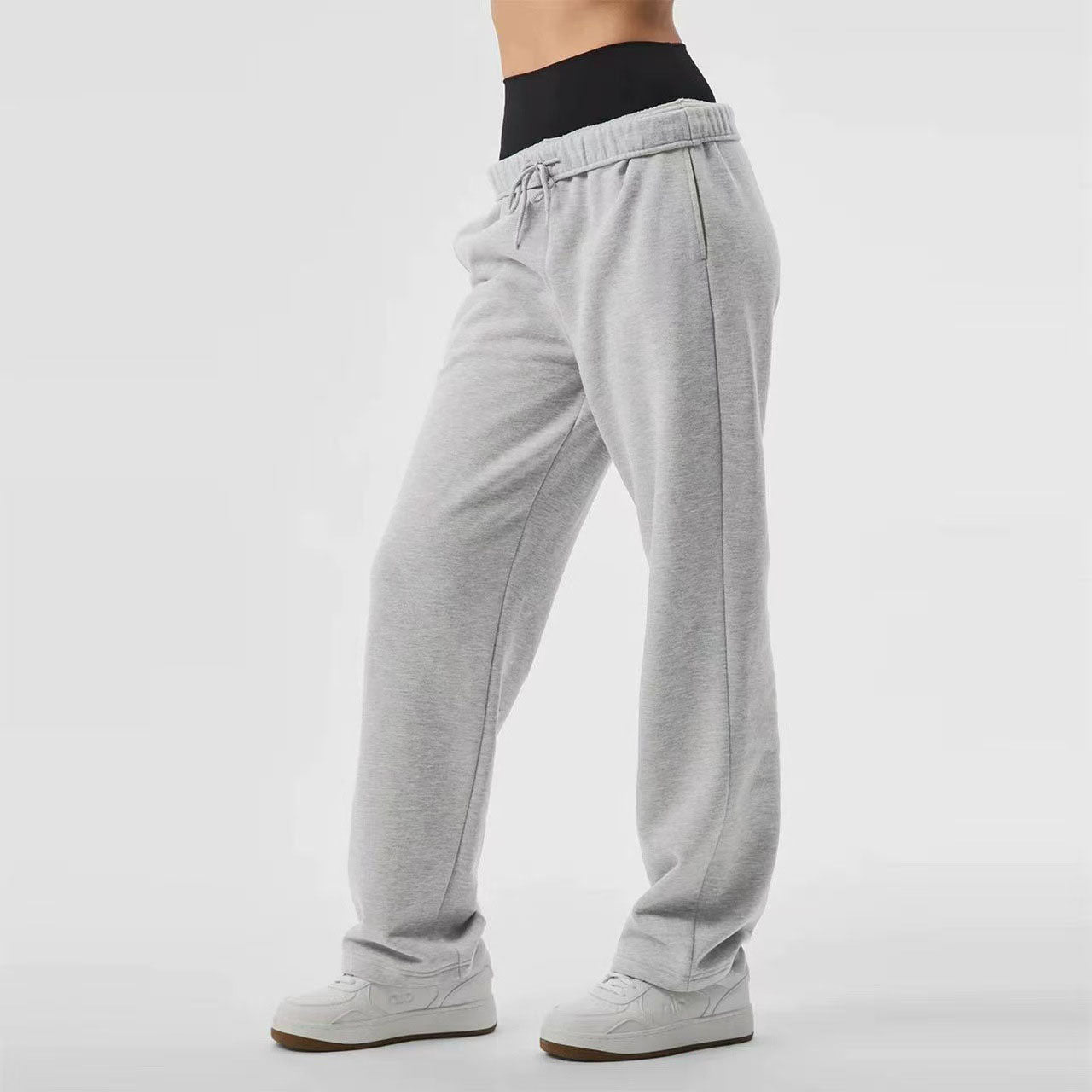 New casual all-match hooded sweatshirt jacket + straight pants