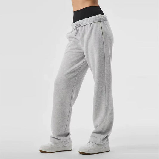 New casual all-match hooded sweatshirt jacket + straight pants