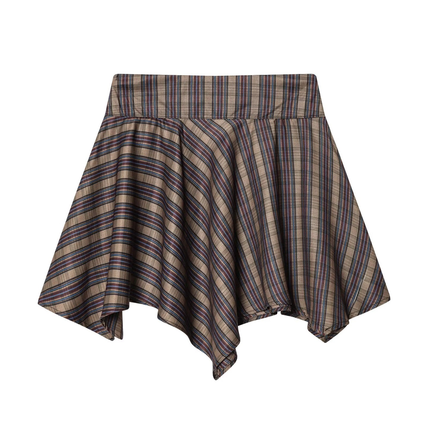 Women's straps decorative casual plaid mini skirt