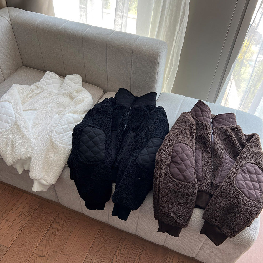 Women's Autumn and Winter New Fashion Joker Warm Cashmere Collar Short Thick Zipper Coat.