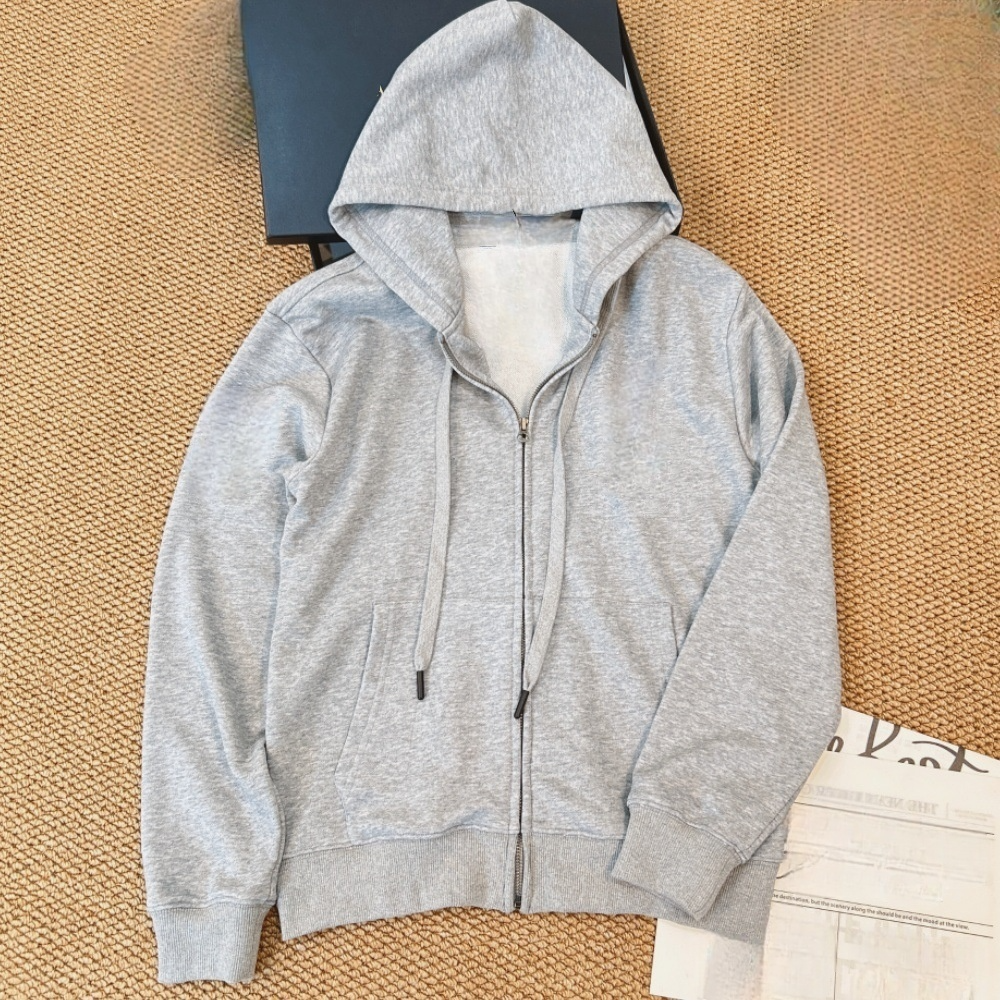 Female new embroidered hooded sweater zipper coat