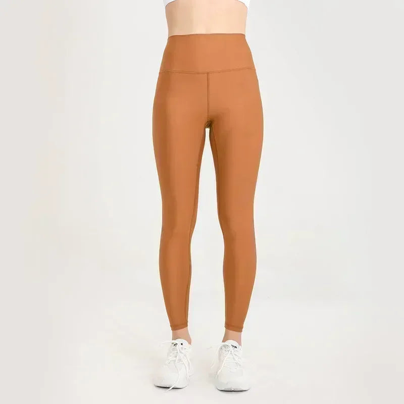 New style yoga pants for women, skin-friendly pearlescent nude high-waisted sports yoga pants
