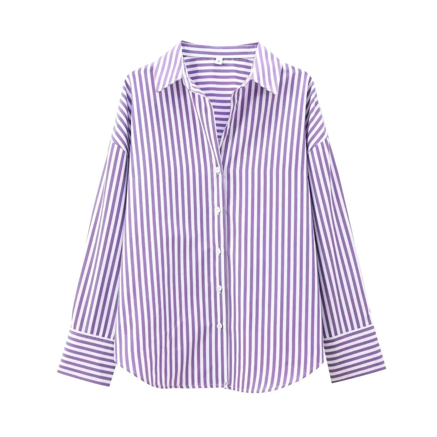 Women's 2024 New Fashion Loose Basic Style Casual Poplin Shirt Retro Long Sleeve Button up Women's Shirt Unique Top