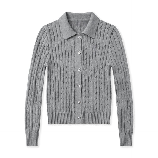 Women's New Sweater Cardigan Basic Classic Embroidered Polo Neck Slim Temperament Thin Coat