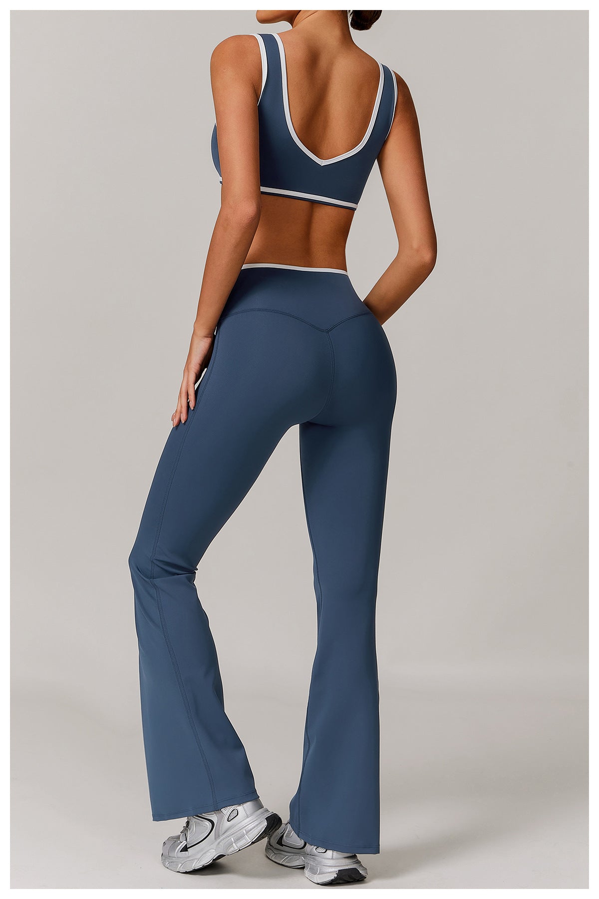 Women's New Cross-waist Sports Suit Female Contrast Backless Tight Nude Yoga Suit Running Fitness Yoga Suit