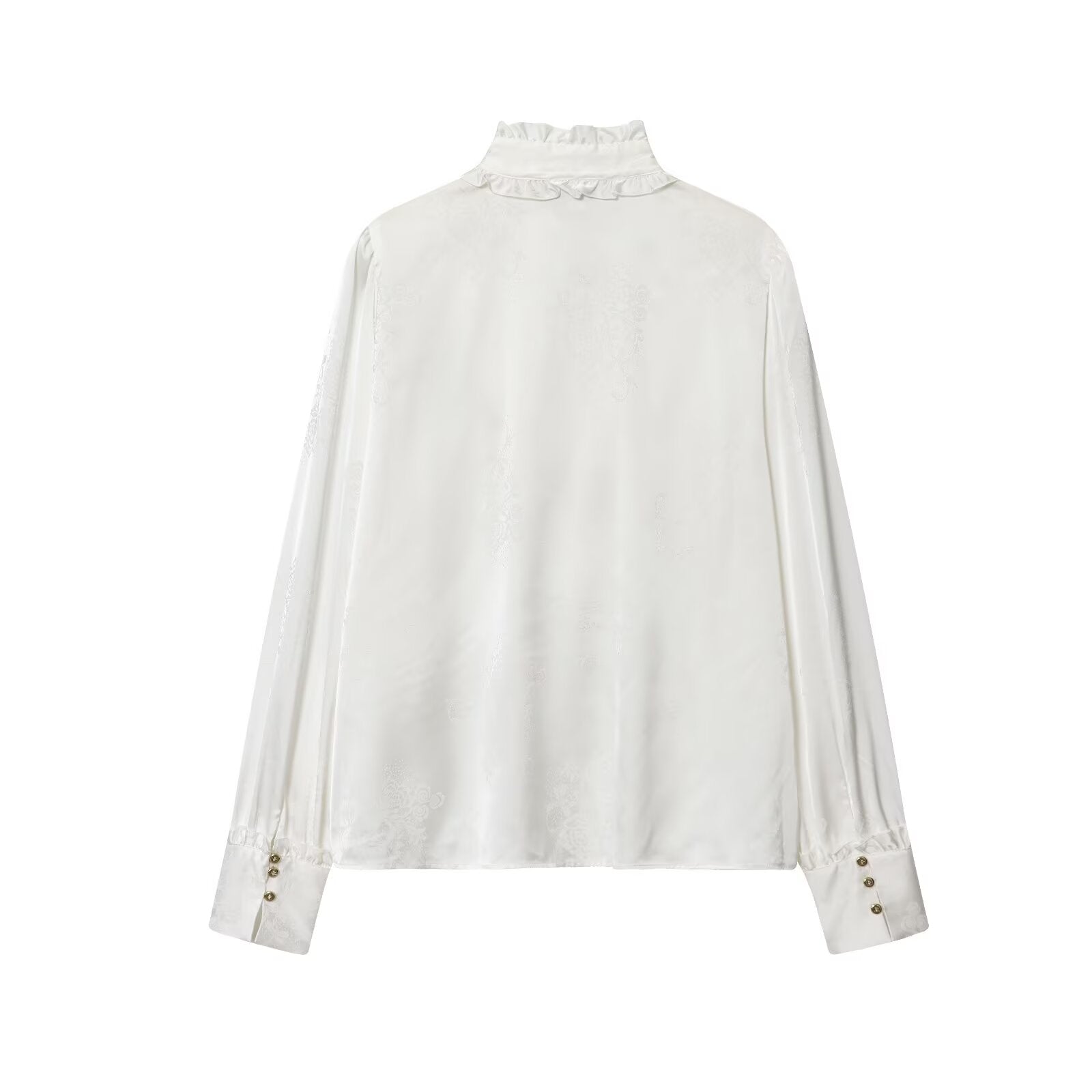 Women's new fashion long sleeved satin textured jacquard shirt