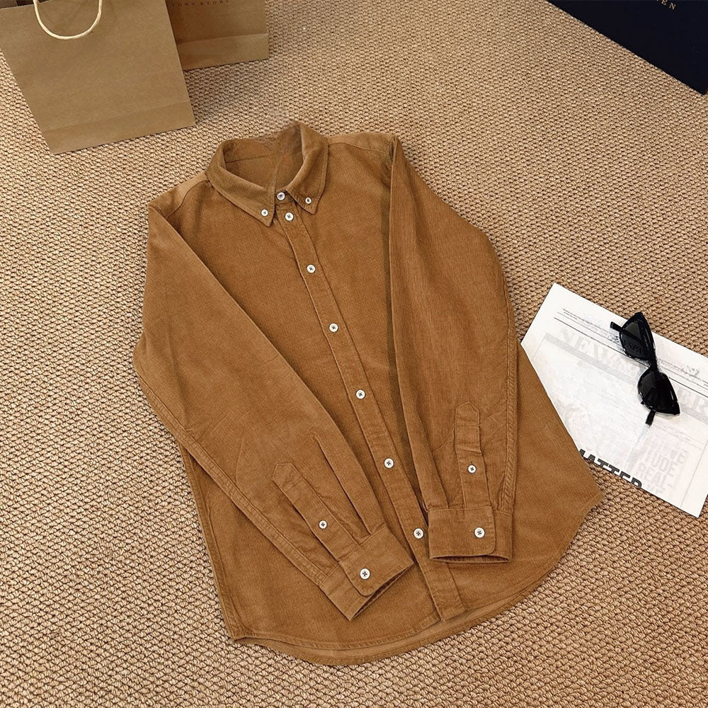 Women's new fashion Joker embroidered corduroy shirt