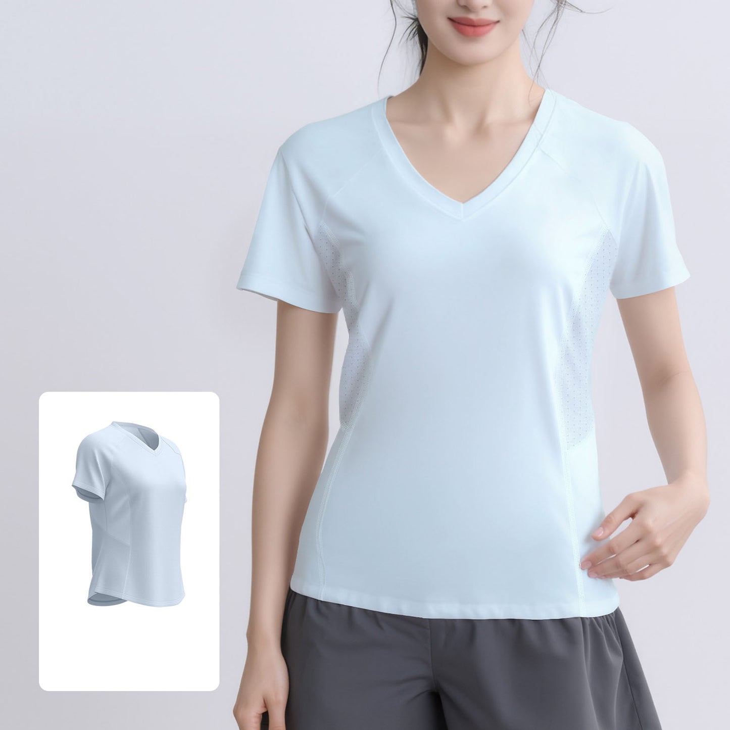 2026 women's new back mesh fitness running short sleeve T-shirt