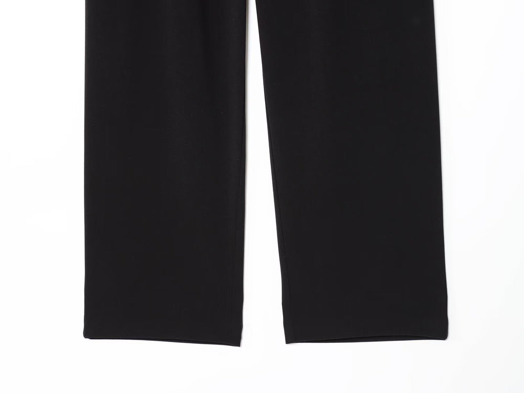 Women's new fashion belt decoration casual pleated suit pants