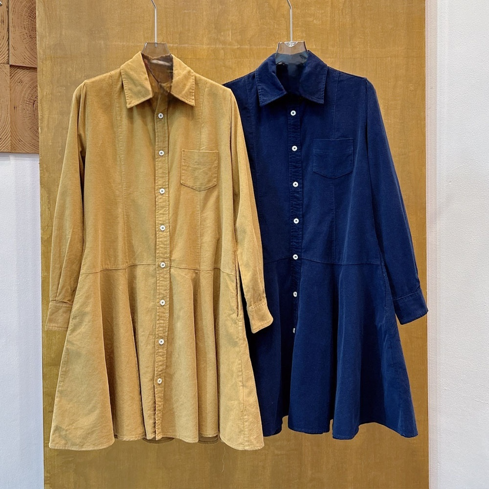 Women's new embroidered corduroy slim long-sleeved dress