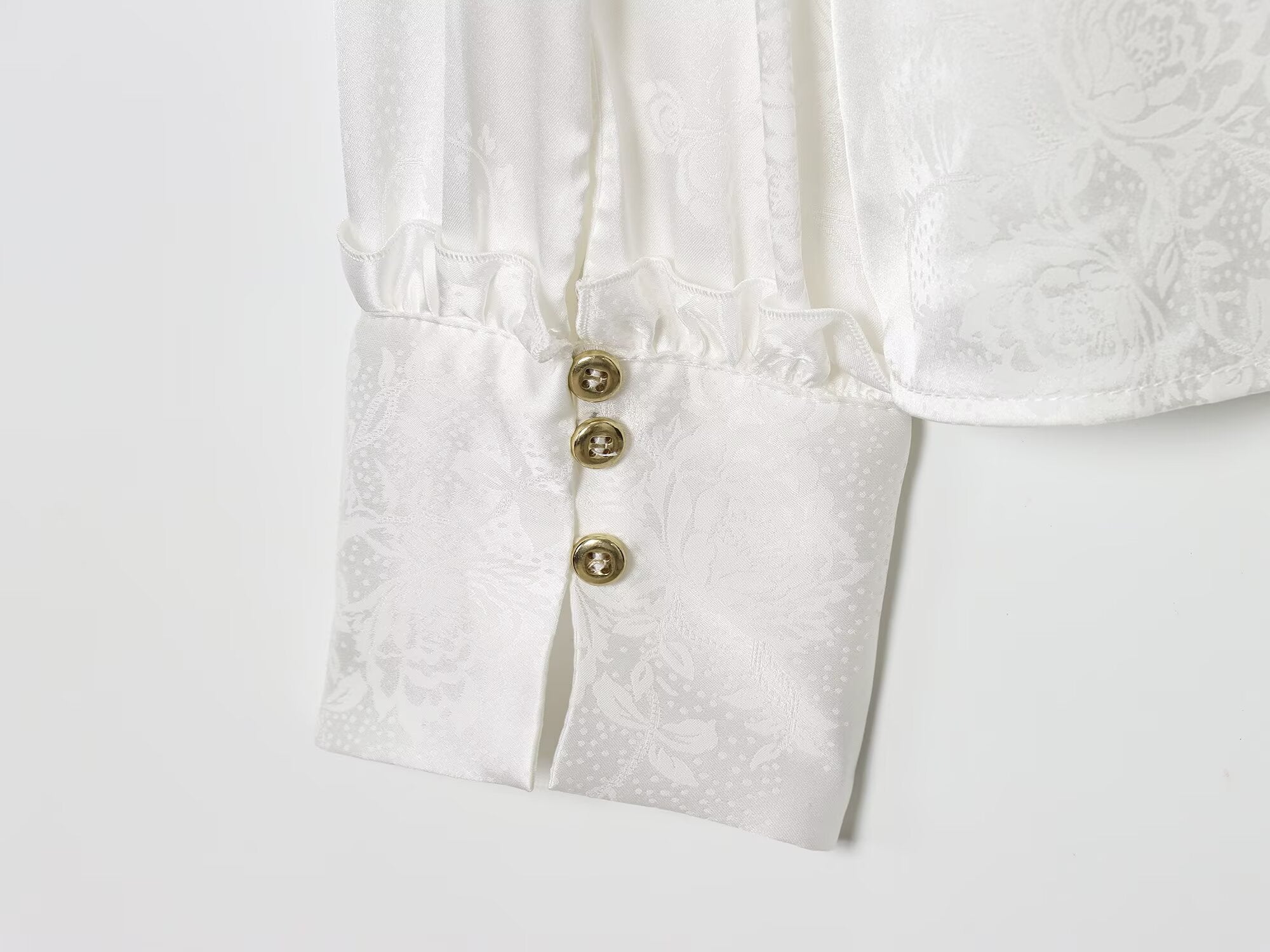 Women's new fashion long sleeved satin textured jacquard shirt