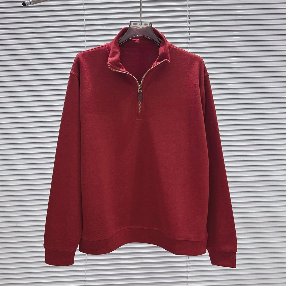 Women's new embroidered half-zipper lapel long-sleeved sweater