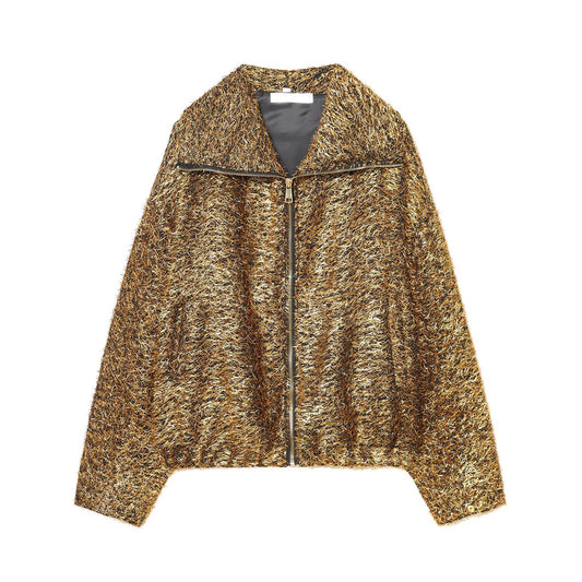 Women's metallic line Lapel pilot jacket Coat