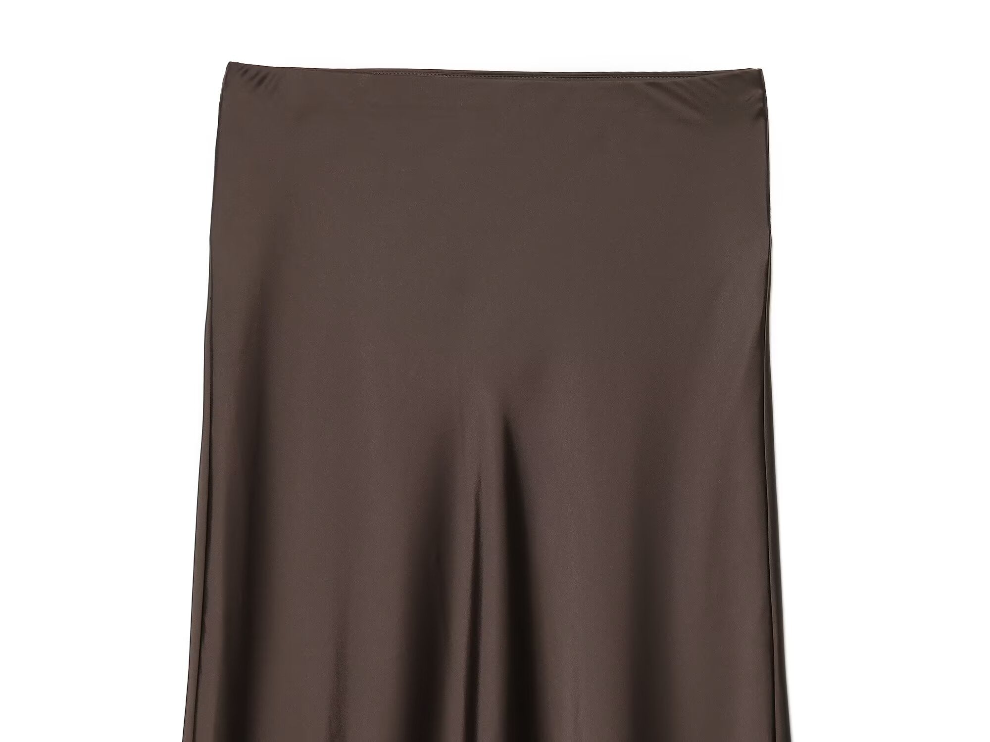 Women's lace hem satin texture MIDI skirt